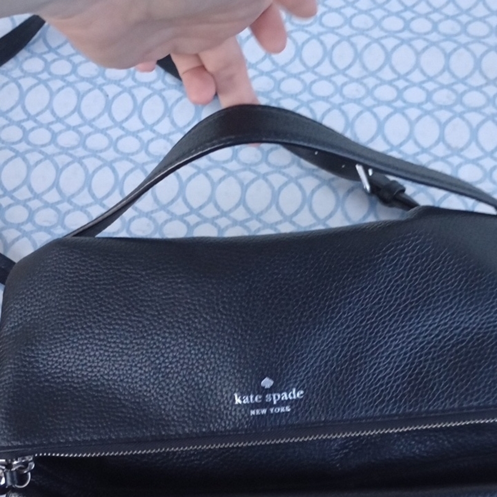 Kate Spade Black Pebbled Leather Shoulder Bag Crossbody Tassel Detail - Picture 8 of 9